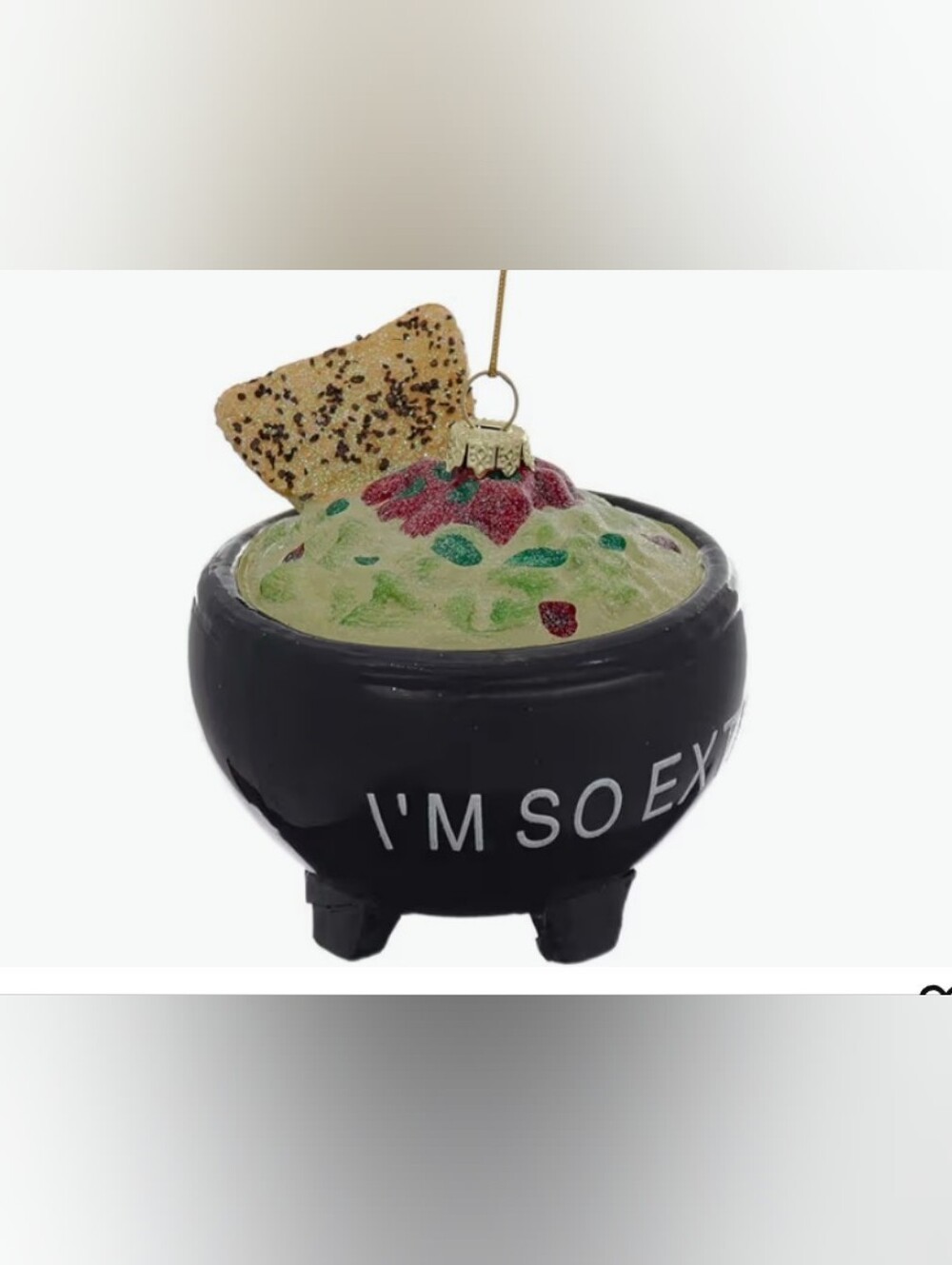 Cody Foster I'm So Extra Guacamole Glass Christmas Ornament 3 1/8 in